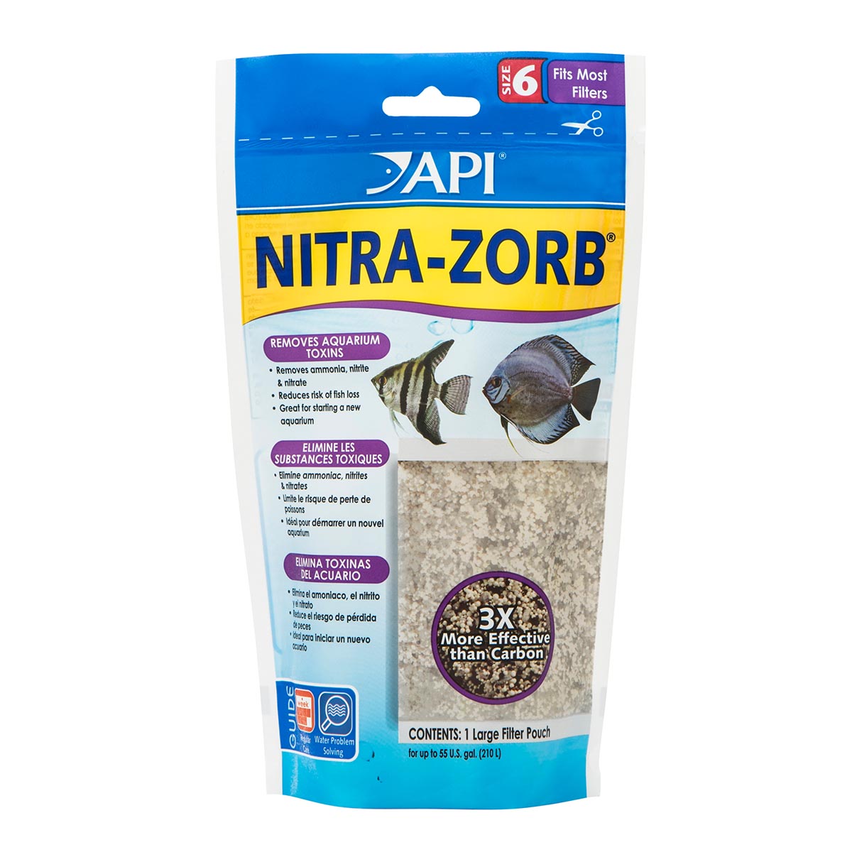 Sachet API Nitra-Zorb pour &eacute;liminer l&rsquo;ammoniaque, les nitrites et les nitrates de l&rsquo;eau d&rsquo;aquarium